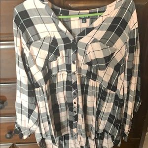 Plaid Pink and Black Top